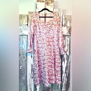 Bates Sisters Boutique The Kara Carmel Floral Dress with side slit- XL NWOT
